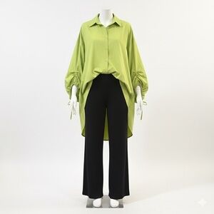 DAVI & DANI NWT $58 balloon sleeve high low tunic top M P2P 23-24” w/ pockets!